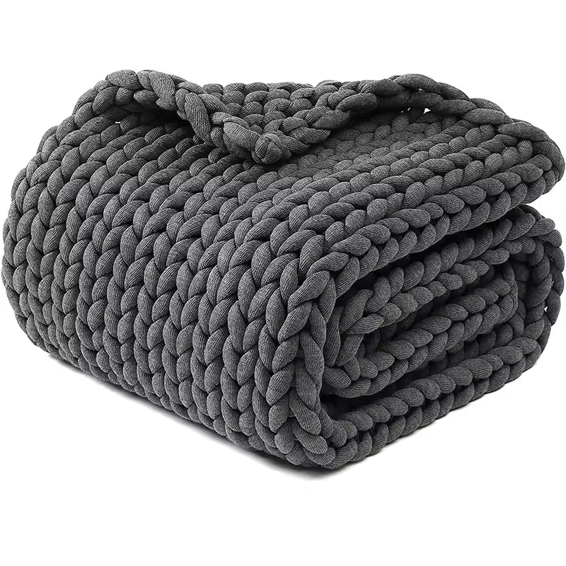 Luxury Super Thick Warm Cozy No Shedding Braided Cable Knit Winter Blanket Chunky Knitted Throw Heavy Weighted Blanket